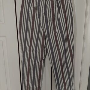 Free People Striped Pants - white, navy and maroon